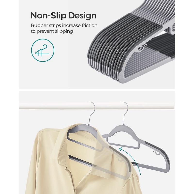 SONGMICS Coat Hangers Non-Slip Clothes Hangers Space-Saving Plastic Hangers 360°Swivel Rose Gold Hook, 3 of 8