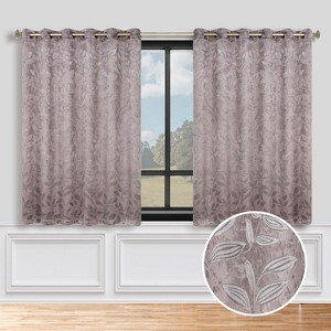 Modern Bohemian Leaves Room Darkening Semi-Blackout Curtains, Set of 2 by Blue Nile Mills - 1 of 4
