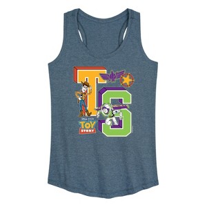Women's Toy Story Letterman Graphic Racerback Tank - Heather Blue