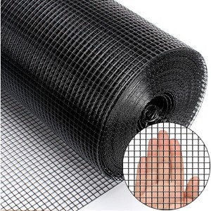 Zevemomo 36" x 50' 1/4inch PVC Hardware Cloth Vinyl Coated Chicken Wire Fence Galvanized Welded Mesh Roll for Home Garden Rabbit Cage, Black - 1 of 4