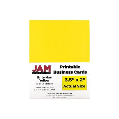 JAM Paper Printable Business Cards 3 1/2 x 2 Yellow 100/Pack (22128336)