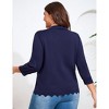 Clearlove Women's Plus Size 3/4 Sleeve Open Front Cropped Cardigan Lightweight Hollow Out Knit Shrug - 4 of 4