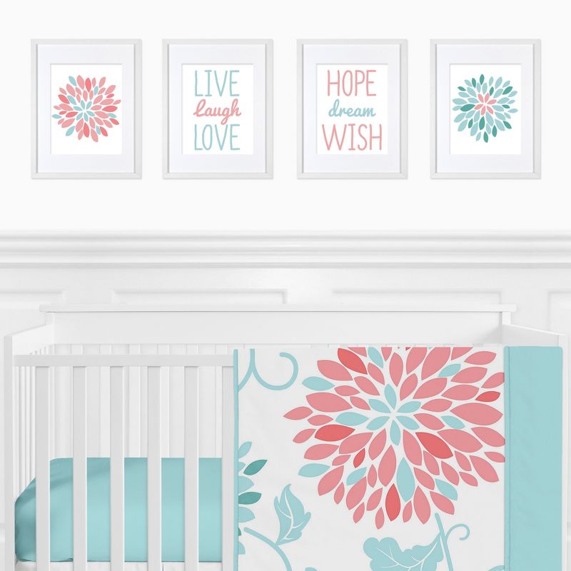 Sweet Jojo Designs Girl Unframed Wall Art Prints for Décor Emma Blue and Pink 4pc, 3 of 6