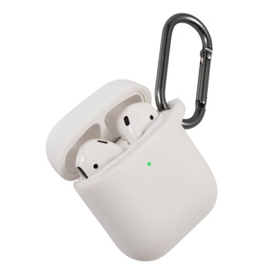 Insten Case Compatible with AirPods 1 & 2 - Protective Silicone Skin Cover with Keychain, White