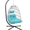 Whisen 1-Person PE Wicker Patio Egg Chair Patio Swings Chair with Cushion - 2 of 4