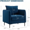 Velvet Upholstered Accent Chair, Mid-Century Modern Armchair with Pillow, Single Sofa for Living Room Bedroom Office-3irtyhousy - 4 of 4