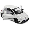 2022 Fiat F595 Abarth Ghiaccio White with Black Stripes 1/18 Diecast Model Car by Solido - 2 of 4