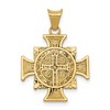 Black Bow Jewelry 14k Yellow Gold & Rhodium Hollow St. Benedict Cross Pendant, 17 x 25mm - 3 of 4