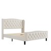 Queen Size Upholstered Platform Bed with Wingback Headboard and Wood Slat Support - 2 of 4