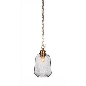 Toltec Lighting Rocklin 1 - Light Pendant in  New Aged Brass with 6.25" Smoke Shade - 1 of 1