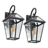 21"(H) 2-Pack Outdoor Wall Lantern Light ¨C Modern Black Metal & Clear Glass Sconce for Porch, Patio, and Garden Lighting (Bulb Not Included) - 3 of 4