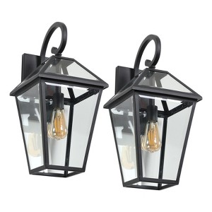 Gulches Outdoor Wall Lights - 10"-21" Modern & Vintage Black Lanterns with Clear Glass for Porch, Garden, Patio, and Entryway - 1 of 4