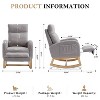 MAYEERTY Teddy Fabric Leisure Rocking Chair, Adjustable Footstool Thickened Headrest Storage Pocket Solid Wood Base, Nursery Living Room, White - 4 of 4