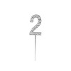 O'Creme Rhinestone Silver-Colored Number-2 Cake Topper 1-1/2 Inch - 2 of 2