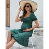 Clearlove Women's Chicken Heart Neck Short Sleeve Printed Comfortable Stylish Maternity Crop Dress - 4 of 4