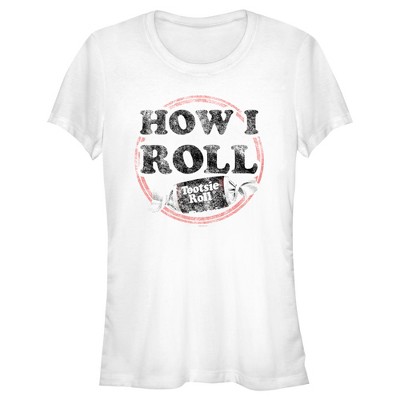 Juniors Womens Tootsie Roll How I Roll Vintage Slogan T-Shirt