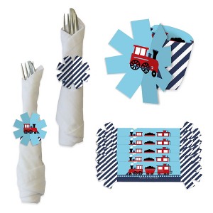 Big Dot of Happiness Railroad Party Crossing - Steam Train Birthday Party or Baby Shower Paper Napkin Holder - Napkin Rings - Set of 24 - 1 of 4