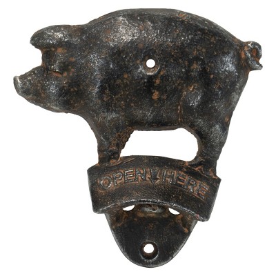 Rustic Black Metal Wall Mount Beer Bottle Opener - Foreside Home & Garden