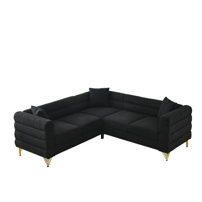 NicBex L-Shaped Teddy Sectional Sofa,5-Seat Corner Sofas with 3 Pillows for Living Room,Apartment,Office