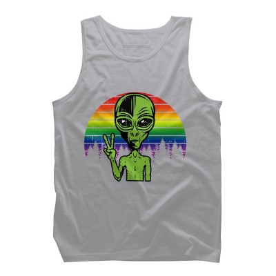 Adult Design By Humans Alien Peace Pride Retro Stripes By Tomoken Tank Top