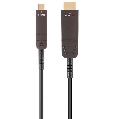 Monoprice USB 3.1 Type-C to HDMI Video Cable - 50 Feet - Black | 4K@60Hz, Fiber Optic, AOC, Transmits Up To 100 Feet, Gold Plated Connectors - SlimRun - image 1 of 4