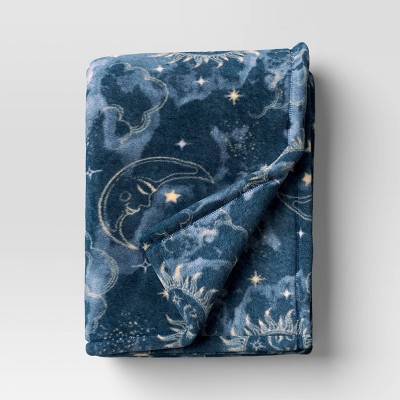 Novelty Recycled Printed Celestial Plush Throw Blanket