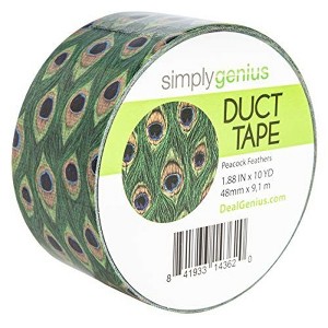 Simply Genius Single Roll Patterned Duct Tape Roll Craft Supplies For Adults Colored Duct Tape Colors, Peacock Feathers - 1 of 4