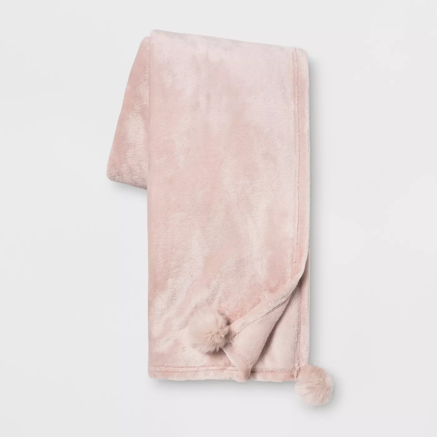 Solid Plush With Faux Fur Poms Throw Blanket - Opalhouse™ - image 1 of 3
