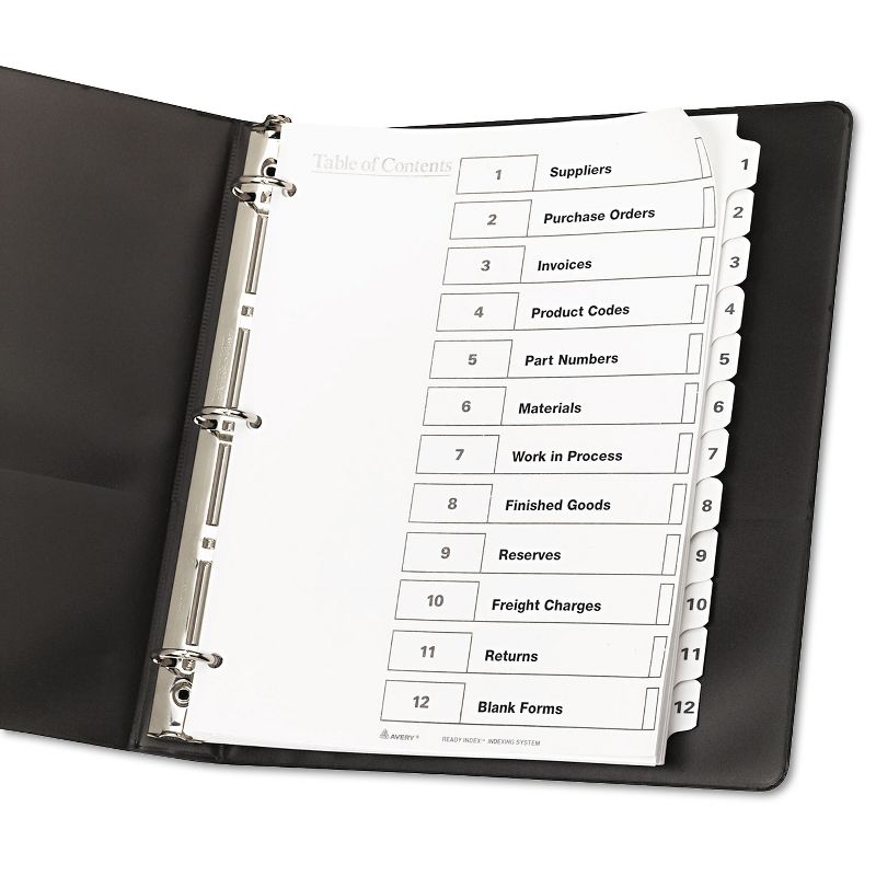 Avery Ready Index Customizable Table of Contents Black & White Dividers 12-Tab Ltr 11140, 2 of 9