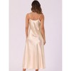 INSPIRE CHIC Women's Satin Sleeveless V Neck Spaghetti Strap Evening Party Maxi Dress - 3 of 4