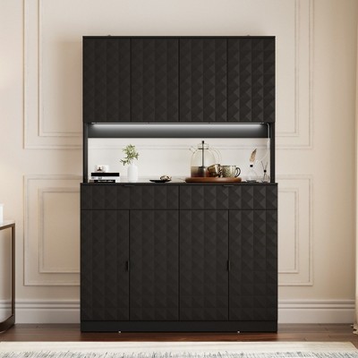 FUFU&GAGA Modern Style Black Decorative Storage Cabinet with Geometric Texture Design for Stylish Organisers