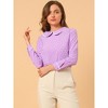 Allegra K Women's Peter Pan Collar Blouse Long Sleeve Sweet Cute Heart Dots Printed Top - 3 of 4