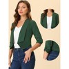 Allegra K Women's 3/4 Ruched Sleeve Shawl Lapel Lightweight Open Front Cardigans - 2 of 4