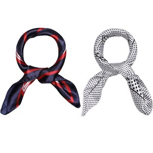 Elerevyo Women's Satin Square Neck Scarves Head Neckerchief Hair Wrap 2Pcs 19.6"x19.6" - 1 of 4