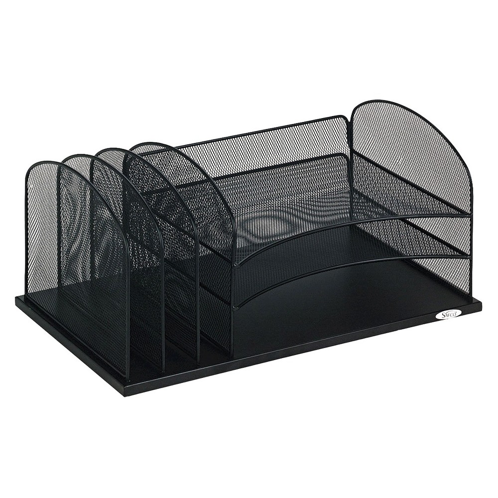 UPC 073555325423 product image for Safco Steel Mesh Desk Organizer with Six Sections - Black | upcitemdb.com