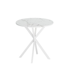 NicBex Modern Round Dining Table with Two Piece Removable Top and Cross Leg,Off-White/Black/White - 1 of 4