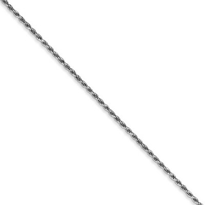 Black Bow Jewelry 1.2mm, 10k White Gold Diamond Cut Solid Rope Chain Necklace
