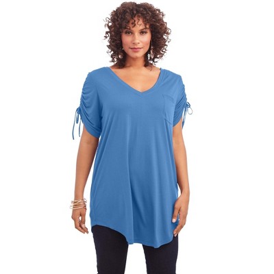 Roaman's Women's Plus Size Ruched-sleeve Ultra Femme Tunic, 12 ...