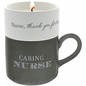 Pavilion Gift Company - Caring Nurse - 4 Oz Candle Mug Gray & Cream Neutral Stackable To: From: Tag Gift Set - 1 of 4
