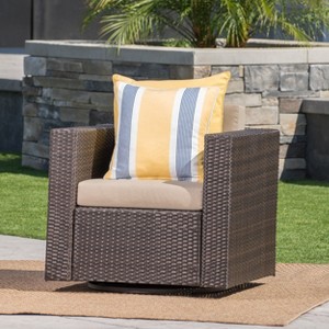 Christopher Knight Home Puerta Outdoor Wicker Swivel Club Chair with Water-Resistant Cushions - 1 of 4