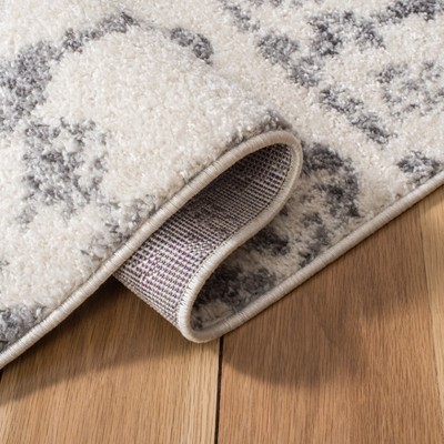 Ivory and Grey Hand-Knotted Synthetic Rectangular Area Rug