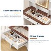 Farmhouse Makeup Vanity Desk with Mirror, Makeup Table with 2 Drawers, Dressing Table with Glass Top for Bedroom Dressing Room - 3 of 4