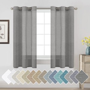 Natural Linen Blended Semi-Sheer Curtains Privacy Assured with Nickel Grommet for Living Room - 1 of 4