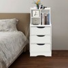 YIYIBYUS Vertical Bedside Cabinet With 3 Drawers Modern Nightstand, White - 2 of 4