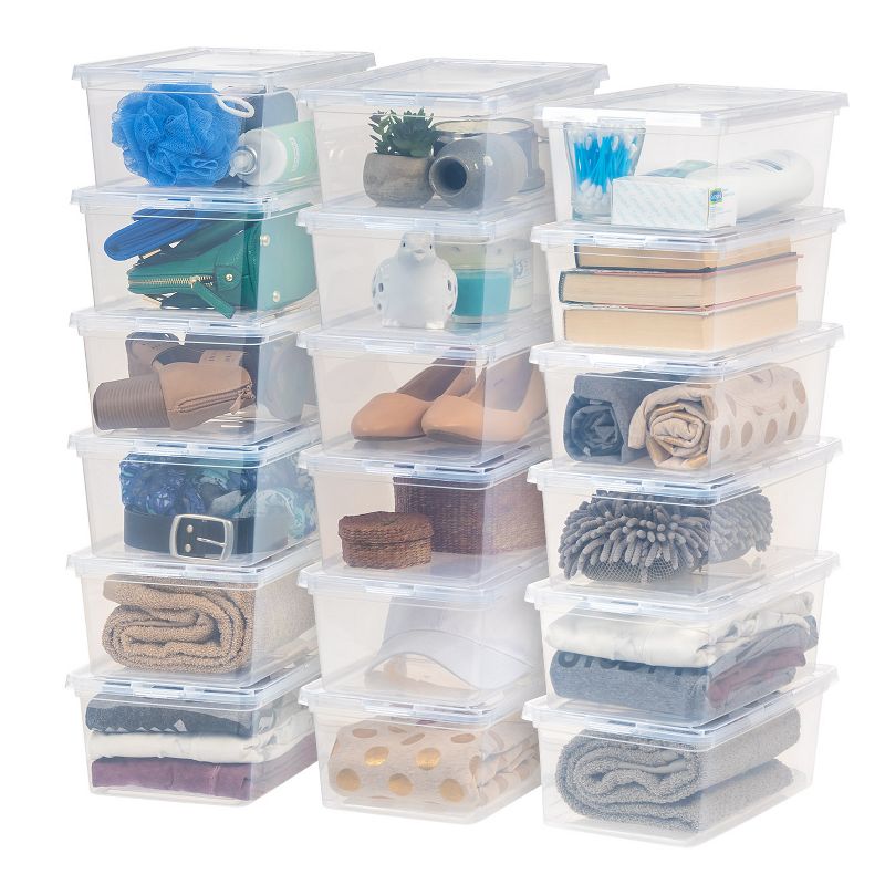 IRIS USA Plastic Stackable and Nestable Storage Bin Tote Organizing Container, Clear, 1 of 8