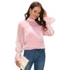 Coolmee Women Long Puff Sleeve Turtleneck Mesh Blouse Going Out Fall Party Night Elegant Tops Cute Women Trendy Blouse - 2 of 4