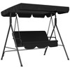 Okak 3-Seat Outdoor Patio Swing with Removable Cushion, Porch Swing with Adjustable Tilt Canopy, Metal Outdoor Swing for Garden, Black - 3 of 4