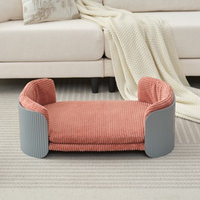 VisioGear Pet Beds, Cat Beds with Removable Mattress Cover, Pet Bed for Kitty, Puppy or Small Animal, Gray, Pink, 33.46"*20.07"*10.23"