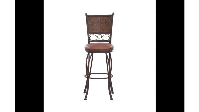 30&#34; Jacob Faux Leather Copper Stamped Swivel Seat Barstool - Powell Company, 2 of 11, play video