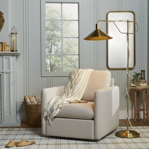 Extendable Brass Floor Lamp with Empire Shade - Hearth & Hand™ with Magnolia: Farmhouse Style, Adjustable Neck, ETL Listed - 1 of 4